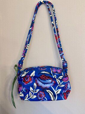 Vera Bradley Blake Crossbody Bubbly Flowers Blue NWT